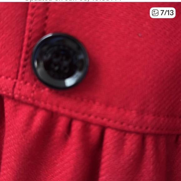 Burberry wool coat Sz 14 red - Picture 6 of 11